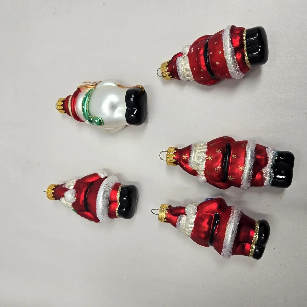 Treasure Glass Christmas Ornaments Quantity #6  Santas 4 Snowman Rocking Horse